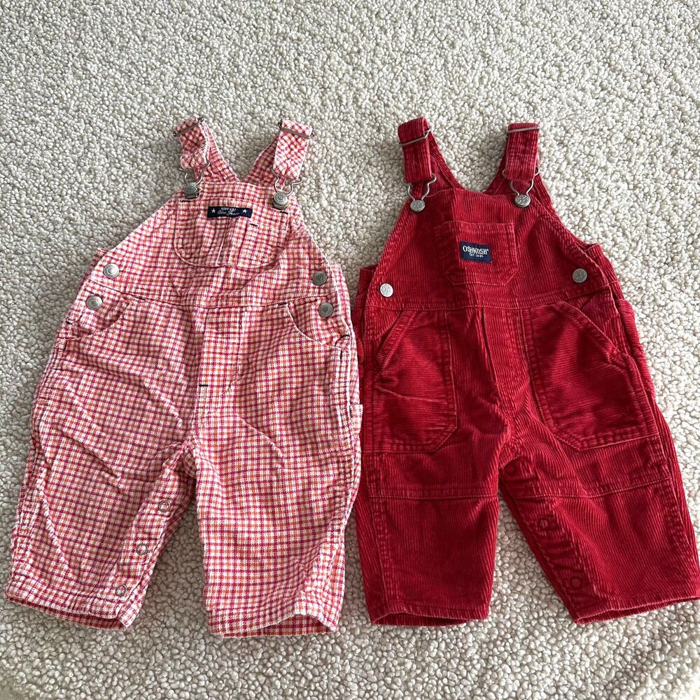 Set of 2 Vintage Corduroy 3-6 Months Overalls 90s Y2K Cotton VTG